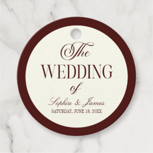 Elegant Vintage Ivory Dark Burgundy Wedding Favour Tags