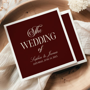Elegant Vintage Ivory Dark Burgundy Wedding Napkin