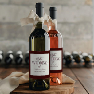 Elegant Vintage Ivory Dark Burgundy Wedding Wine Label