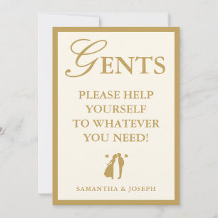 Elegant Vintage Ivory Gents Bathroom Basket Sign Invitation