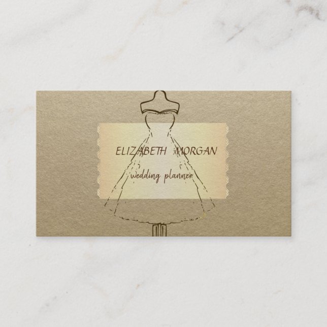Elegant Vintage ,Kraft,Dress Business Card (Front)