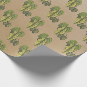 Elegant Vintage Kraft Hop Plant Wrapping Paper