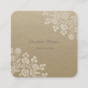 Elegant Vintage ,Kraft,Lace Square Business Card