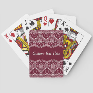 Elegant Vintage Lace Burgundy Cream Personalised Playing Cards
