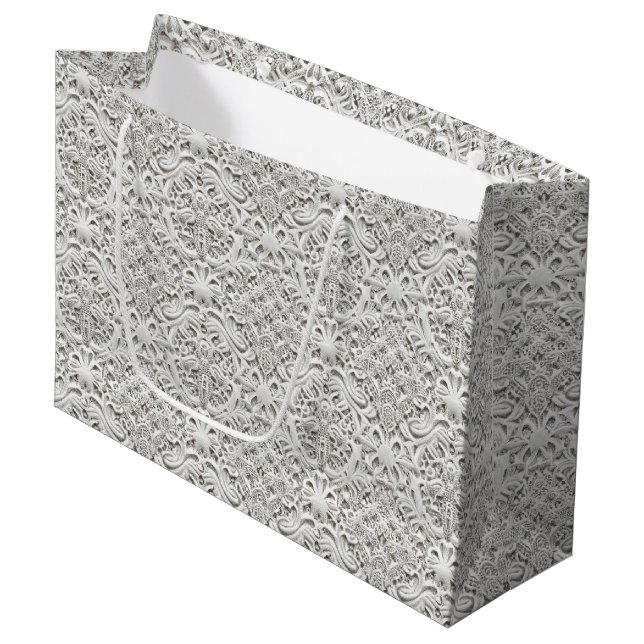 Elegant Vintage Lace Large Gift Bag (Front Angled)