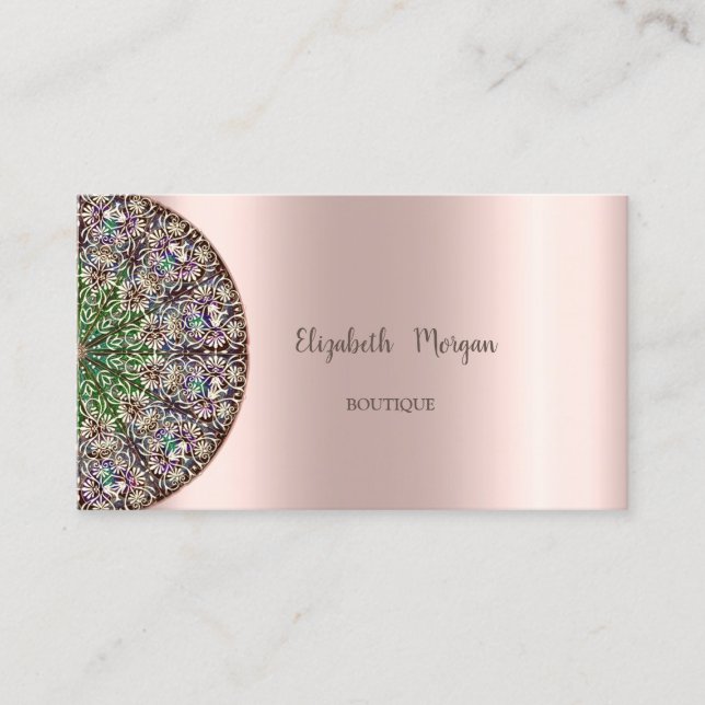 Elegant Vintage  , Lace Rose Gold Business Card (Front)