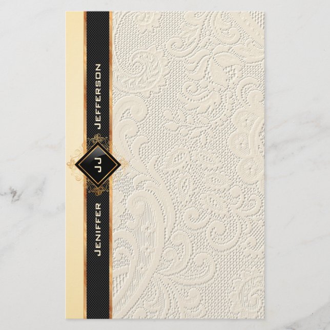 Elegant vintage lace texture Stationery Paper (Front)