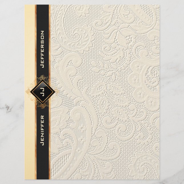 Elegant vintage lace texture Stationery Paper Custom Letterhead (Front)