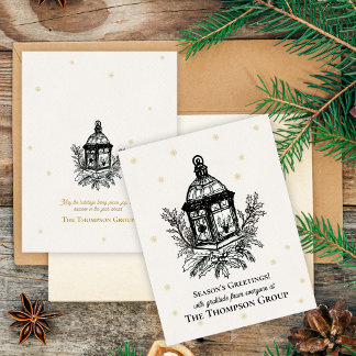Elegant Vintage Lantern Christmas Business Holiday Card