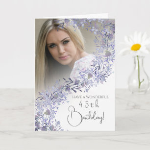 Elegant Vintage Lavender Birthday Photo Card