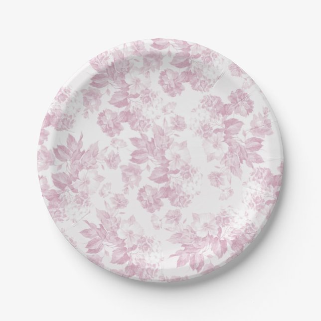 Elegant vintage lavender botanical floral paper plate (Front)