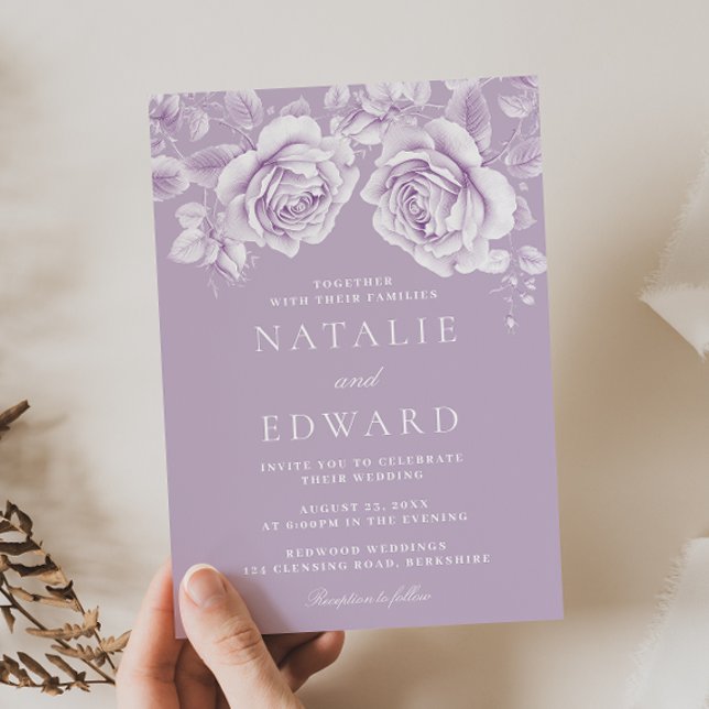 Elegant Vintage Lavender Floral Wedding Invitation (Creator Uploaded)