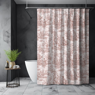 Elegant vintage light brown toile de jouy shower curtain