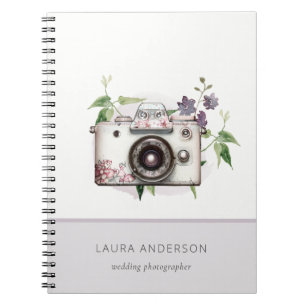 Elegant Vintage Lilac Floral Camera Photography Notebook