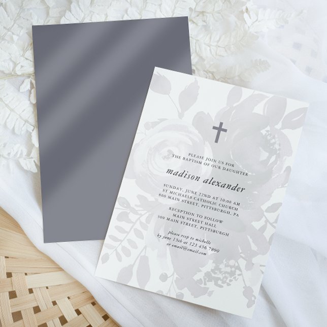 Elegant Vintage Look Floral Baptism Invitation (Creator Uploaded)