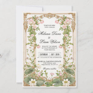 Elegant Vintage Lotus Asian Inspired  Invitation