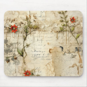 Elegant Vintage Love Note Floral Mouse Pad