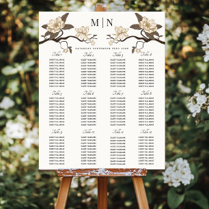 Elegant Vintage Magnolia Wedding Seating Chart