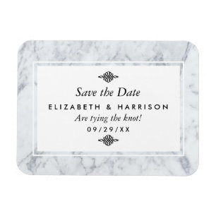 Elegant Vintage Marble Wedding Save The Date Magnet