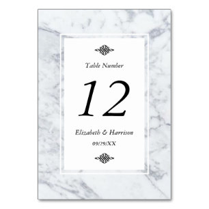 Elegant Vintage Marble Wedding Table Number