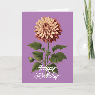 Elegant Vintage Maroon Pink Dahlia Floral Birthday Card