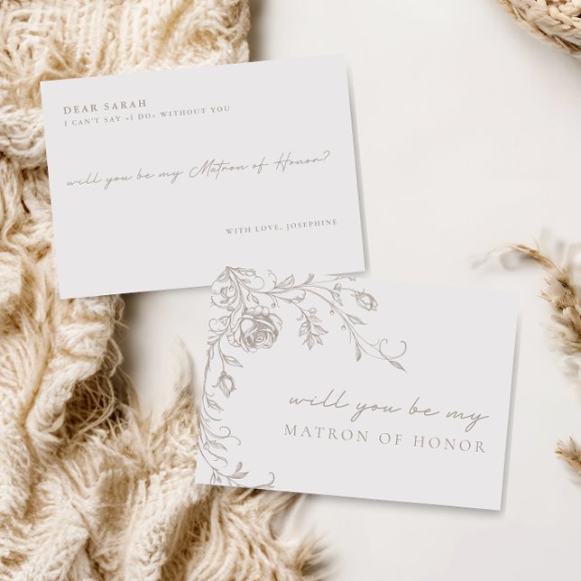 Elegant Vintage Matron of Honour Proposal Card (Creator Uploaded)