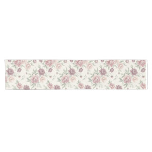 Elegant Vintage Mauve & Dusty Rose Peony Floral Short Table Runner