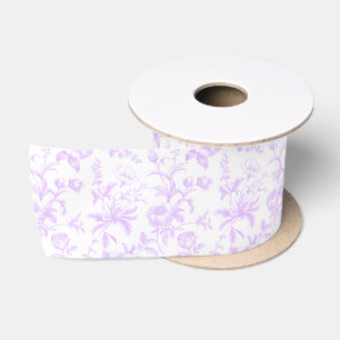 Elegant Vintage Mauve Grandmillennial Toile Floral Satin Ribbon