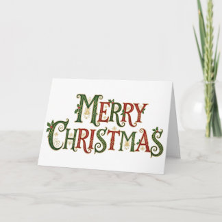 Elegant Vintage Merry Christmas Calligraphy  Card