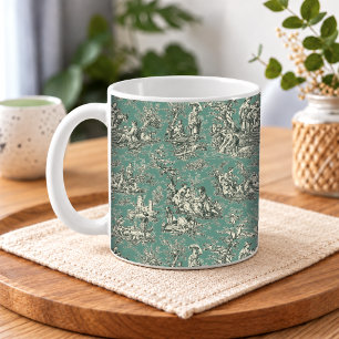Elegant Vintage Mint Teal French Country Toile Coffee Mug