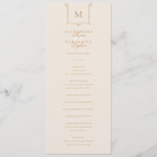 Elegant Vintage Monogram Black and White Wedding Program