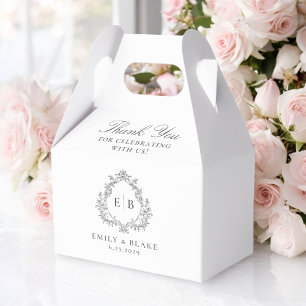 Elegant Vintage Monogram Crest Wedding Thank You Favour Box