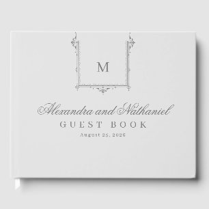 Elegant Vintage Monogram Script Wedding Guest Book