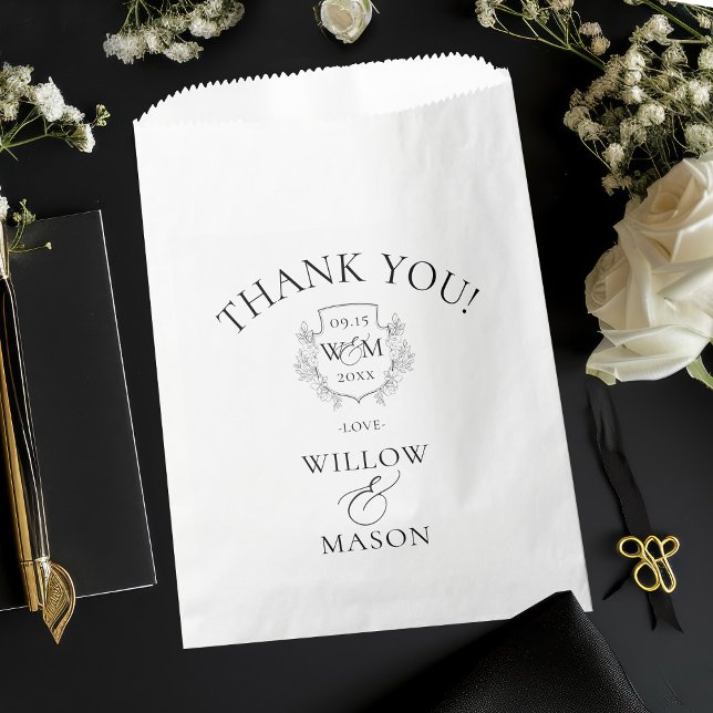 Elegant Vintage Monogram Wedding  Favour Bag (Elegant Vintage Monogram Wedding Thank You Favor Bag)