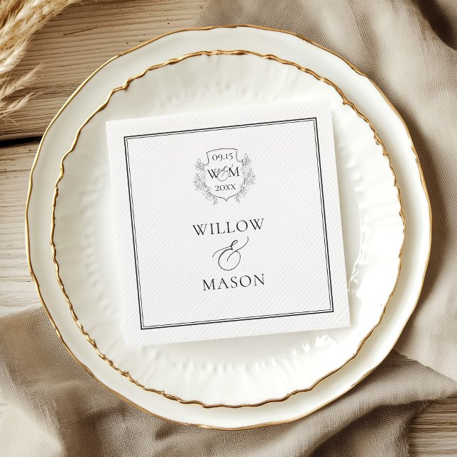 Elegant Vintage Monogram Wedding Napkin (Elegant Vintage Monogram Wedding Napkins)