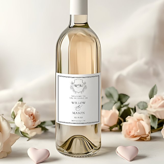 Elegant Vintage Monogram Wedding Wine Label (Elegant Vintage Monogram Wedding Wine Label)