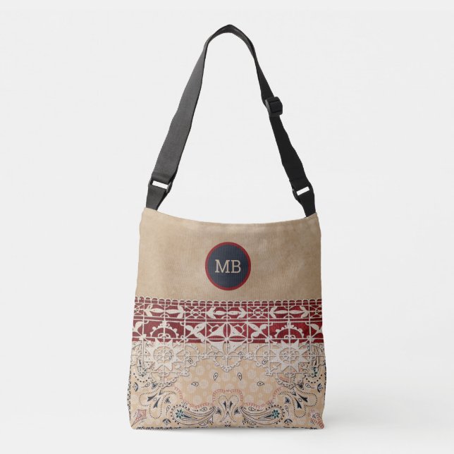 Elegant Vintage Monogrammed Tote Bag (Front)