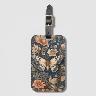 Elegant Vintage Moth William Morris Inspired Luggage Tag