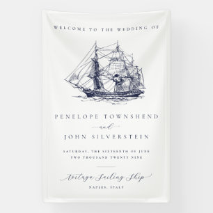 Elegant Vintage Nautical Ship Destination Wedding Banner