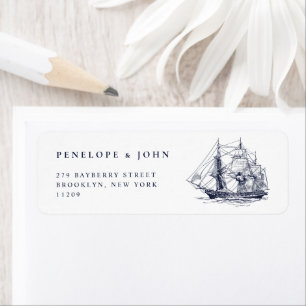 Elegant Vintage Nautical Ship Destination Wedding Return Address Label
