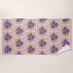 Elegant Vintage Nouveau Floral Beach Towel