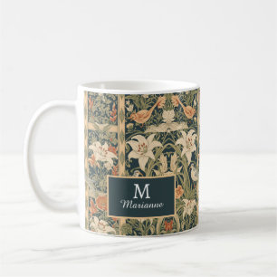 Elegant Vintage Nouveau Floral Birds Pattern Coffee Mug
