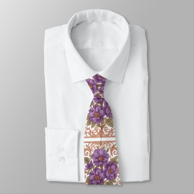 Elegant Vintage Nouveau Floral  Tie (Tied)