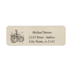 Elegant vintage old bike linen return address label