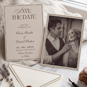 Elegant Vintage Old Money Photo Save the Date Invitation