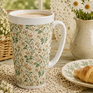 Elegant Vintage Orange Lily Floral Pattern  Latte Mug