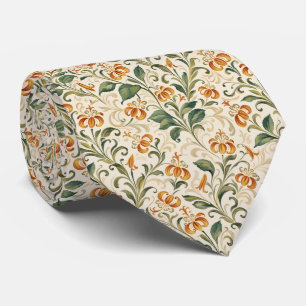 Elegant Vintage Orange Lily Floral Pattern Tie