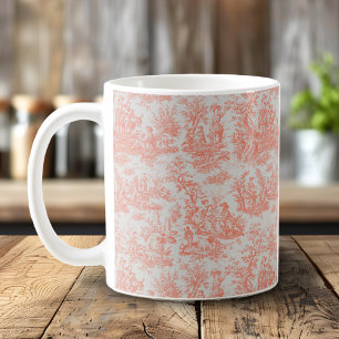 Elegant Vintage Orange Toile de Jouy Scene Coffee Mug