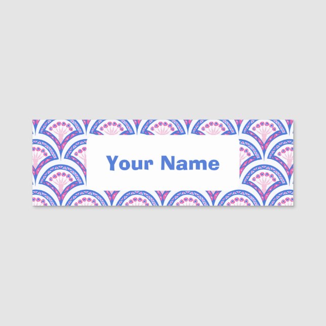 Elegant Vintage Ornamental Artwork Name Tag (Front)