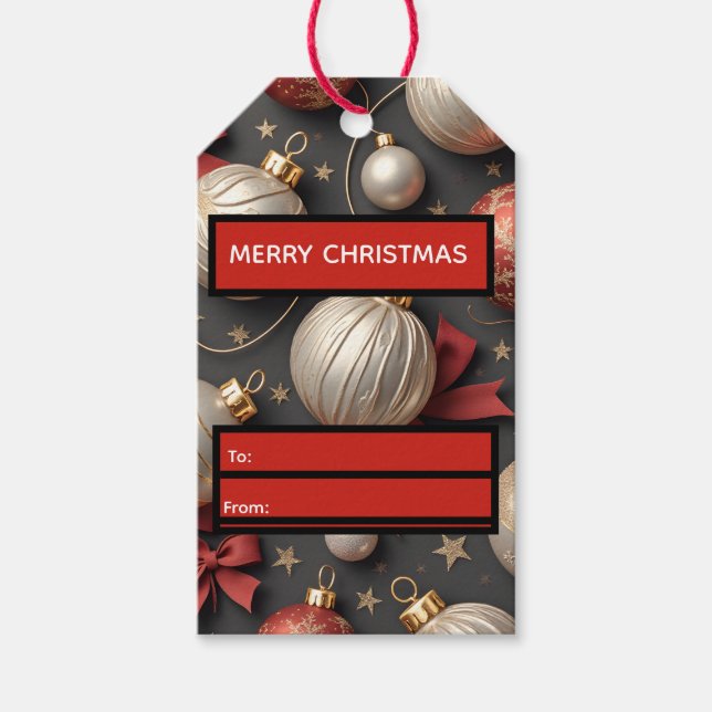 Elegant Vintage Ornaments Christmas Gift Tag | Set (Front)